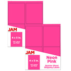 JAM Paper Mailing Address Labels, 4 x 5, Neon Pink, 2 sets of 120 (354329165g)-Neon Pink Labels
