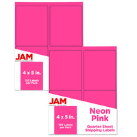 JAM Paper Mailing Address Labels, 4 x 5, Neon Pink, 2 sets of 120 (354329165g)-Neon Pink Labels