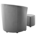 Modway Divulge Performance Velvet Arm Chair and Ottoman Set - Grey-Solidly Constructed