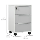 HOMCOM 3-Drawer Vertical Letter/A4 Filing Cabinet with Lock - Grey-Made of particleboard for durability and easy cleaning
