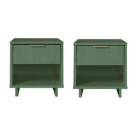 Manhattan Comfort Granville 18.11" Modern 1-Drawer Nightstand 2-Piece Set - Sage Green-Modern-Contemporary with a taste of Glam - Nightstand for Bedroom and Living Room Use. Set of 2
