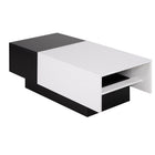 HOMCOM Modern Rectangle Coffee Table with Hidden Storage Trunk Slide Top - Black and White-Material: Particle Board
