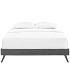 Modway Loryn Fabric Queen Bed Frame with Round Splayed Legs - Grey-Non-Marking Foot Glides