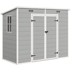 Outsunny 8' x 4' Outdoor Storage Shed - Light Grey-Spacious outdoor storage shed with floor accommodates extensive garden tools
