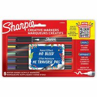 Sharpie Creative Markers Water-Based Acrylic Markers - Brush Tip - Assorted Colours - 5 Pack-Layer up and blend colors with your art marker just like watercolor