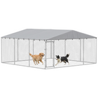 PawHut Covered Dog Kennel for Small/Medium Dogs - 13.1' x 13.1' x 6.6' -A door with double locks for safety
