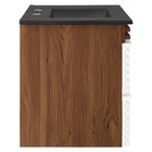 Modway Render 30" Wall-Mount Bathroom Vanity - White/Walnut/Black-Full-Extension Drawers