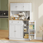 HOMCOM 68" H Cabinet with Charging Station - White-Four door spice racks for easy access to favourite flavours 