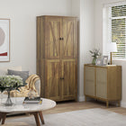 HOMCOM 72" H Freestanding Kitchen Pantry and Buffet Cabinet - Brown-Adjustable shelves allow you to store various height items such as pitchers, pasta containers, and blenders 