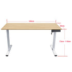 Ezywork 55" Electric Height Adjustable Standing Desk - White Frame/Wooden Top-Colour: White Frame / Wood Top