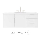 Modway Vitality 48" Double or Single Sink Compatible Bathroom Vanity Cabinet - White-Soft-Close Doors