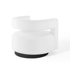 Modway Spin Cutaway Performance Velvet Swivel Armchair - White-Textured Matte Black Iron Base