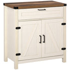 HOMCOM 29.9" L Sideboard Buffet Cabinet for Farmhouse Kitchen - White-Farmhouse design with barn style door makes your home more appealing