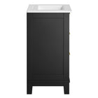 Modway Dixie 24" Solid Wood Bathroom Vanity - Black/White-Full-Extension Drawers