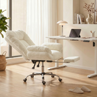 HOMCOM Criss Cross Office Chair with Footrest and Wide Seat - Beige-Adjustable seat height to align with various desk setups