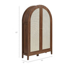 Modway Calista 63" Arched Storage Cabinet With Folding Desk - Walnut-Faux Rattan Panel Doors