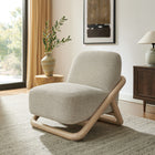 Modway Vander Textured Fabric Accent Chair - Oak Marble-Curved Wood Frame