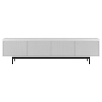 Hudson&Canal Whitman TV Stand for TV's up to 85" - White-A transitional design accommodates TVs up to 85" for your entertaining space