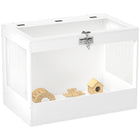 PawHut 31.5" Hamster Cage with Openable Top & Hut - White-Spacious interior allows pets to explore and dig freely