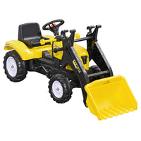 Aosom Kids Pedal Ride-On Tractor with Front Loader - Yellow-Made of plastic and metal frame to hold weights up to 77lbs 