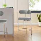Modway Albie Fabric Counter Stools - Grey/Silver - 2 Pack-Adjustable Non-Marking Foot Pins