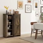 HOMCOM 48" H Kitchen Pantry Cabinet with Barn Door - Brown Wood Grain-Anti-tipping design enhances safety 