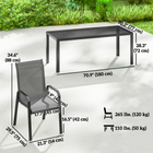 Outsunny 9 Pieces Patio Dining Set Patio Table and Stackable Chairs - Dark Grey-1.7" (4.3 cm) umbrella hole adds safe shade on sunny days
