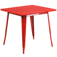 Flash Furniture 31.5" Square Red Metal Indoor-Outdoor Table-Metal Cafe Table