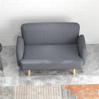 HOMCOM 2 Seater Sofa Couch with Thick Padding and Wood Legs - Grey-Easy to assemble, no additional tools required