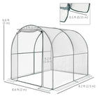 Outsunny Dome Tunnel Greenhouse with Roll Up Door - 6.6' x 8.2' x 6.6' - Transparent Plastic covering for enough sunlight and convenient observation 