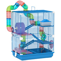 PawHut 5-Tier Portable Hamster Cage with Accessories - Dark Blue-5 tier design offers ample space for your pet to exercise, relax, and explore 