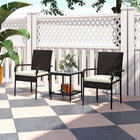 Outsunny 3 Piece Patio Furniture Set with Stackable Chairs - Washable Cushion - Tempered Glass Top-All-weather plastic rattan resists rust and UV damage 
