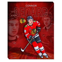 Connor Bedard Collage Blackhawks - Framed Canvas - 16" x 20"-Premium canvas print with gallery-wrapped edges