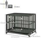 PawHut 44" Heavy Duty Steel Kennel Pet Cage - Black-Front door with 2 slide-bolt latches for easy entry and exit 