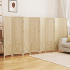HOMCOM 8 Panel Freestanding Room Divider with Pegboard Display for Home Office - Natural Wood-Solid wood frame ensures durability and stability 
