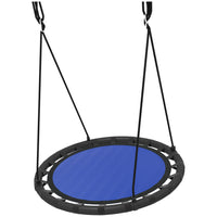 Qaba Kids Saucer Tree Swing - 39" Round - Navy Blue-Foam-padded metal tubes resist rust and wear 
