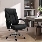 Vinsetto Linen Fabric Home Office Chair with Armrests - Black-Adjustable seat height can match your desk or your sitting habit