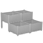 Outsunny 4-Piece Raised Garden Bed - Grey-Quickly cultivate your favourite plants, vegetables, herbs, and flowers with our user-friendly gardening solution
