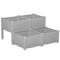 Outsunny 4-Piece Raised Garden Bed - Grey-Quickly cultivate your favourite plants, vegetables, herbs, and flowers with our user-friendly gardening solution
