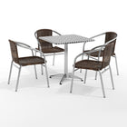 Flash Furniture 27.5" Square Aluminum Indoor-Outdoor Table Set with 4 Dark Brown Rattan Chairs-Table and Chair Set