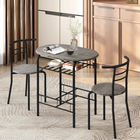 HOMCOM 31.5" 3-Piece Dining Set with Storage Shelf - Dark Grey-Wood-effect top and metal frame add a modern, industrial touch to your room