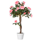 Outsunny 3' Decorative Artificial Rose Tree with Realistic Flowers - Pink-Artificial rose plant features realistic petals and leaves for an elegant look 