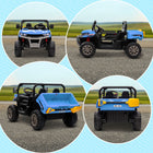 Aosom 12V Kids 2-Seater Ride-On UTV - Blue-Suspension system provide smooth riding 
