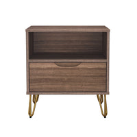 Manhattan Comfort Avira 20" Mid-Century Modern 1-Drawer Nightstand - Brown-Clean, modern nightstand with a smooth laminate finish for a warm, natural look