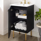Modway Chaucer 18" Bathroom Vanity - Black/White-Rattan Weave Door