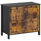 HOMCOM Lateral File Cabinet for Home Office - Rustic Brown-Adjustable hanging bar to hold letter, A4 and legal sized files
