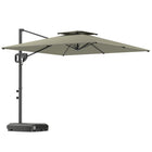Outsunny 8' L x 9' W Square Cantilever Patio Umbrella with Fillable Base - Light Grey-Includes the cross base and fillable base, weighs up to 88 lb (40 kg) when filled with water