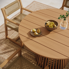 Modway Lane 47" Round Outdoor Teak Wood Dining Table - Natural-Natural Wood Grain