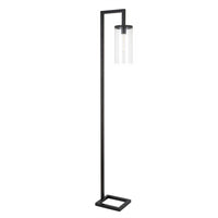 Hudson&Canal Malva 67.75" Tall Floor Lamp with Glass Shade - Blackened Bronze/Seeded-Modern and contemporary design for your living room, office space, bedroom, or reading nook