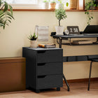 HOMCOM 3-Drawer Filing Cabinet with Wheels, Mobile - Black-Compact size to blend into limited space like under-desk 
